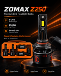 Zomax Z-250 LED Headlight Bulbs 2500W – H4 H11 9005 9006 With Carry Case